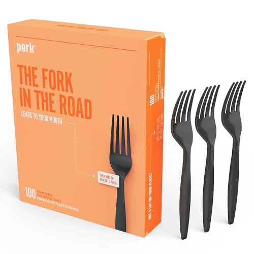 Perk Polystyrene Fork, Heavy-Weight, Black, 300/Carton (PK56392VS)