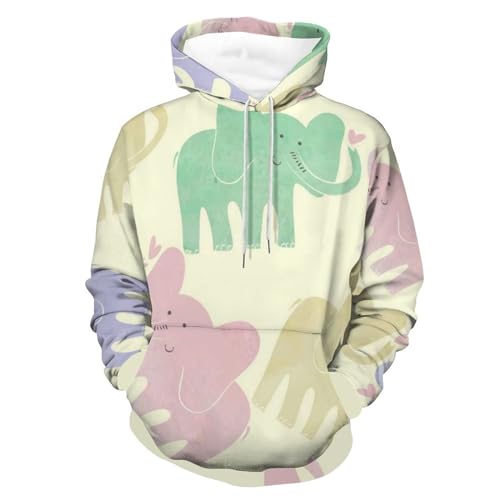 Sweats à capuche manche longue pull rose imprimé éléphant S