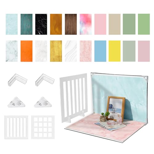 Kit Di Fondali Fotografici, 42x29cm Fotografici Da Scrivania Con 10 Sfondi Pieghevoli Bifacciali Carta Da Parati Per Studi Oggetti Di Scena Gioielli Cosmetici Tavoli Servizi