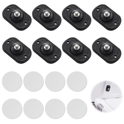 Stalora 8 Stück Mini Kugelrollen, 360° Schwenkbare Selbstklebende Universalrollen in Schwarz, für Möbel, Aufbewahrungsboxen, DIY-Projekte und Kleine Haushaltsgeräte, Leichtläufig und Robust