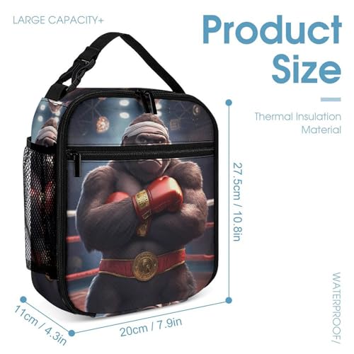 Gorillas Boxing Champion Cute Backpacks Set Lightweight Lunch Bag Aesthetic Pencil Cases for Travel Work4
