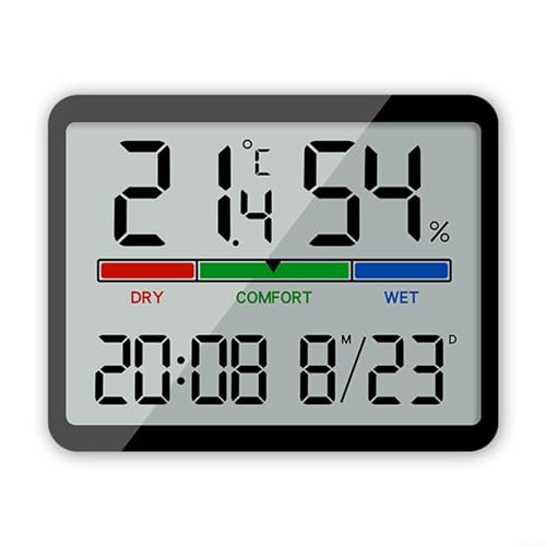 ReachMall Bathroom Clock Shower Timer, Clocks for Bathroom Thermometer Hygrometer Wall Clock for Gym, Room, Kitchen, Office(Black)