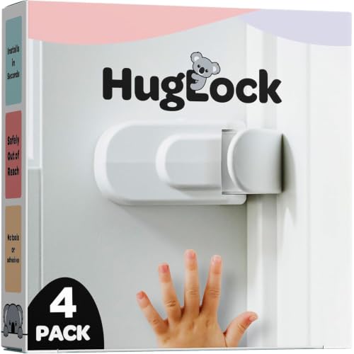 Image of Huglock - The Snap-On Door Lock Kids Can't Reach or Defeat - No Tools or Adhesives Required - Works With Door Knob, Lever or Handle - Childproof Safety Locks are Toddler, Baby and Child Proof (4 Pack)
