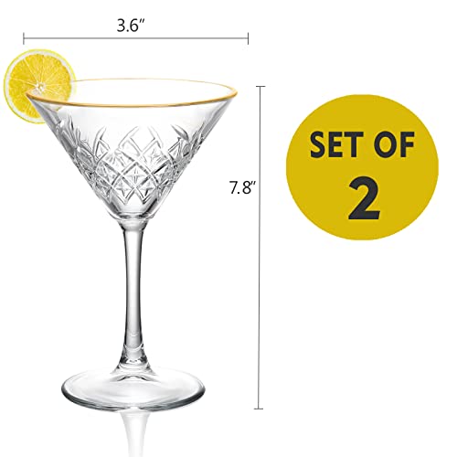 Martini Glasses, Gold Rim Coupe Glasses Set Of 2, Lead-Free Crystal Cocktail Glasses, Modern Design Coupe Martini Glasses, Crystal Champagne Glasses, Margarita Glass Set For Bar, Fancy Goblet Gift Set #TOP5