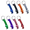 Flessenopener met sleutelhanger, aluminium bier flesopener, set van 8 stuks, dekselopener, metalen sleutelhanger…