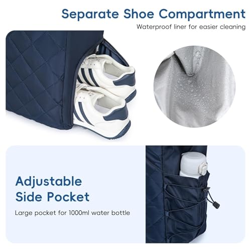 Tennis Tote Bag with Shoe Compartment - Extra-Large Quilted Pickleball Bag Ho...4