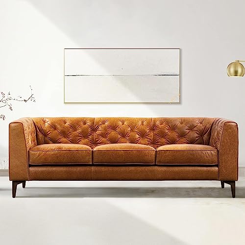 POLY & BARK Sofa in Full-Grain Pure-Aniline Italian Tanned Leather in Cognac Tan