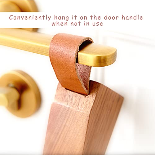 Wooden Door Stopper Non-Slip Security Wood Door Wedge With Leather Strap For Hanging Door Stopper 1Pack, In House Bedroom Office Living Room Hotel Cabin #TOP5