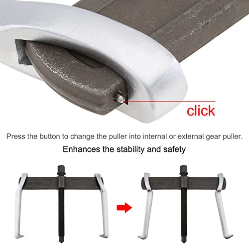 Chgimposs 8 Inch Cr-V 2-Jaw Gear Puller, Adjustable Bearing Puller Gears, Reversible Removal Tool For External Internal Pulling, Single Hook Two Claws Puller Tool Separate Lifting Device #TOP5