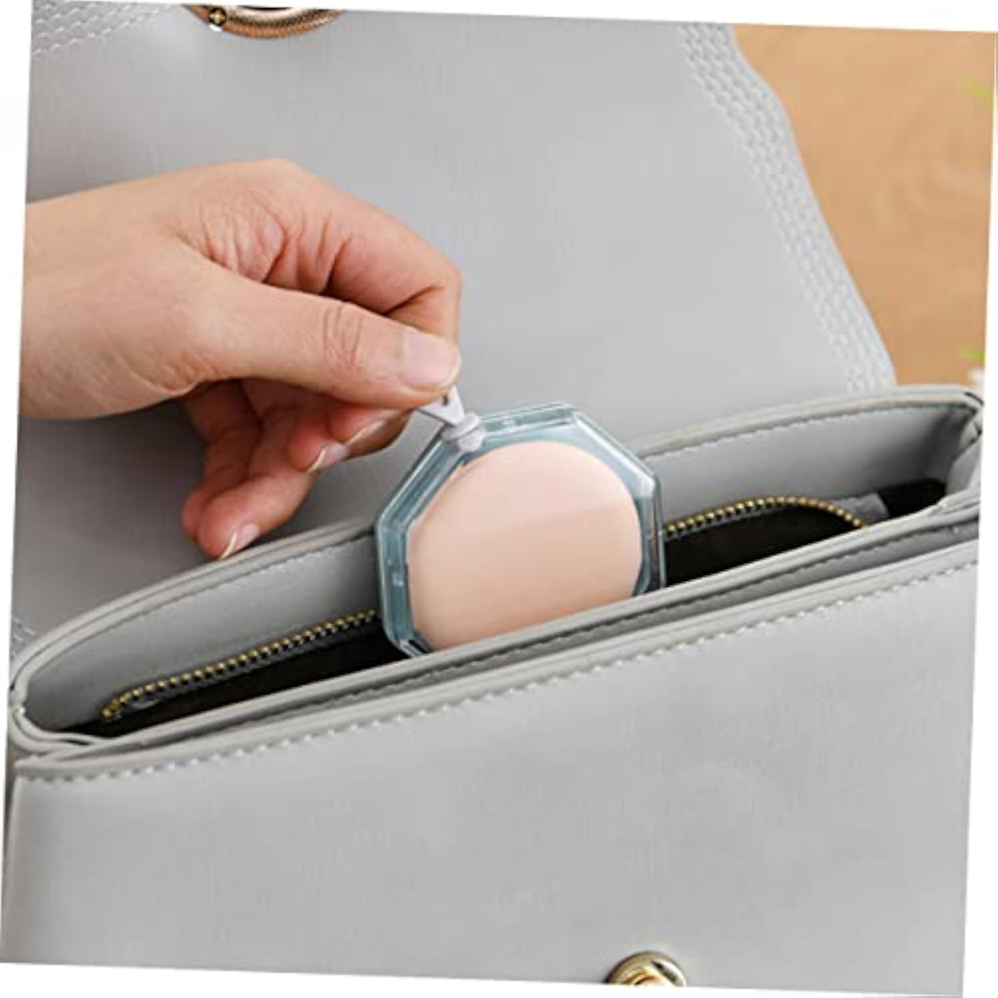 Portable Octagonal Makeup Puff Box for Travel and Home Use