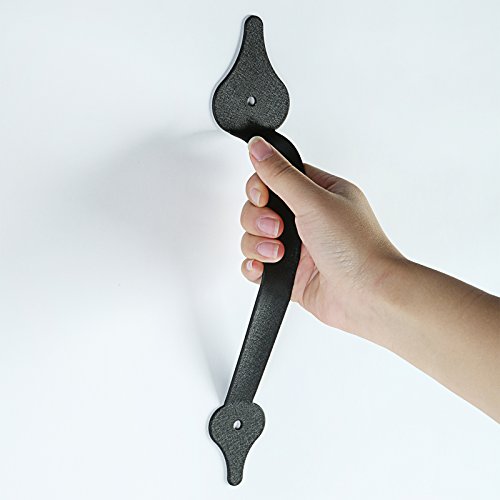 Lwzh Metal Gate Door House Hinge Handle Set, Decorative Garage Door Carriage Accents Door Hardware Black 2 Handles 4 Hinges, Screws Included #TOP5