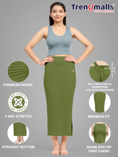 Image of TRENDMALLS Women's Polyester Spandex Stretchable Straight Saree Shapewear Petticoat for Women, Cotton Blended, Skirts for Women, Saree Shaper