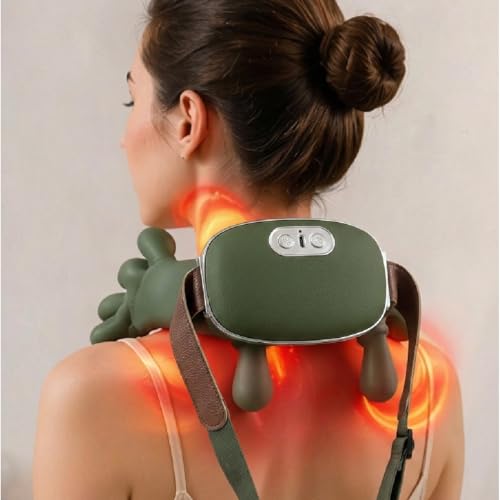 Image of 4D Bionic Heated Neck & Shoulder Massager | Wireless Portable Shiatsu Back Massager | Deep Tissue Kneading with Human Hand Simulation | 3 Intensity Levels & 2 Heat Modes for Home & Travel Use