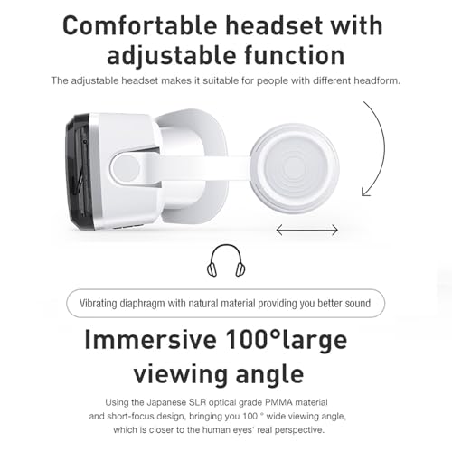 Bluetooth VR Headset 3D Virtual Reality Glasses for Mobile Phones with 4.7-6.7" Screen, Compatible with iPhone and Samsung Android Cellphone Etc. VR Headset for Movies & Video Games IMAX - Image 5