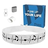 Druck-Palast Music Heartbeat weiß Stoffarmband - Wasserfestes Satinarmband für Musikliebhaber - Modisches Accessoire - Geschenkidee für Musiker & Konzertbesucher - Handgemachtes Armband für jeden