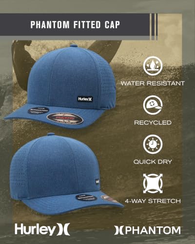 Image of Hurley Mens Trucker Hat - Curved Brim H2O Dri Summer Fitted Baseball Cap for Men with Mesh Back