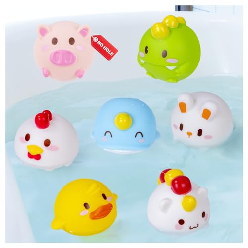Image of Mold Free Bath Toys - 7 Pack Animal Balls,Soft No Hole Water & Pool Toy for Toddlers Ages 3-8,Kids & Baby Bathtub Set, for Boys & Girls