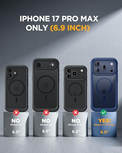Image of Miracase for iPhone 17 Pro Max Case with Privacy Screen Protector, Blue | Compatible with MagSafe, 360 Full Body Protection, Full Camera Protection, Military-Grade Shockproof Phone Case 6.9 inch