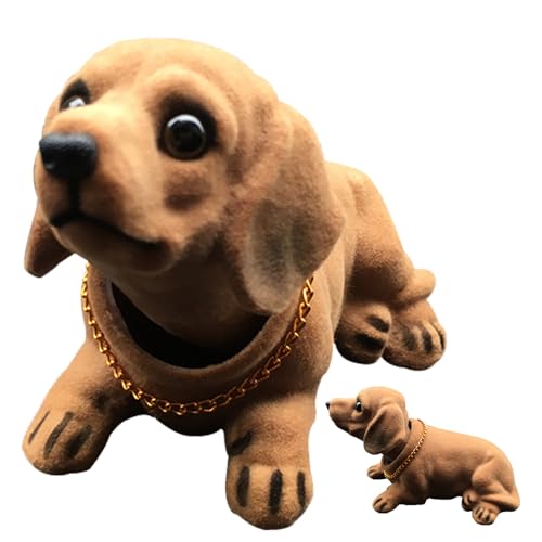 Linsition Décoration Tableau Bord Chien,Résine Poupé Chien Voiture,Teckel en Résine Qui Hoche La Tête,pour Une Utilisation dans Le Salon,la Chambre,la Voiture