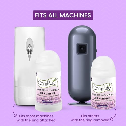 CamPure Automatic Freshener Refill (225 ml) | Lavender & Camphor Air Purifier | 100% Organic | Refreshing Fragrance For Home, Bathroom And Office | 2200 Sprays Guaranteed | Lasts upto 60 Days