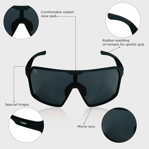 Image of Polarized Shield Sports Sunglasses with Mirrored Colored Lens and TR Frame