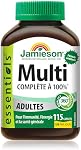 Jamieson 100% Complete Multivitamin for Adults, with Lutein, Calcium, and Biotin. Supports Immunity, Energy, and Overall Health, Packed with Antioxidants, Gluten-Free, One Per Day, 115 Caplets