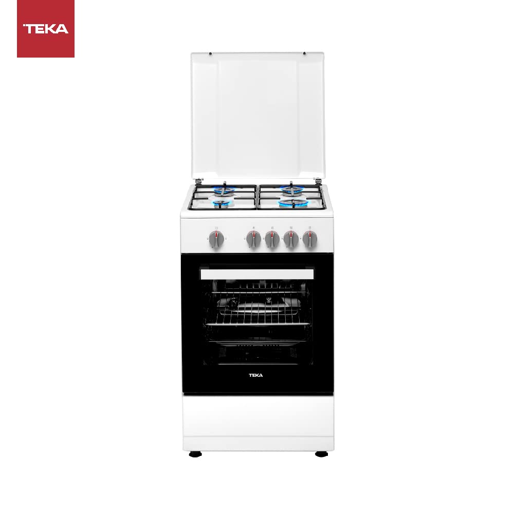 TEKA Cocina de Gas Butano 50 cm, 4 Quemadores, Horno con Grill, Mandos Metalizados, Seguridad Termopar, FS 502 4GG