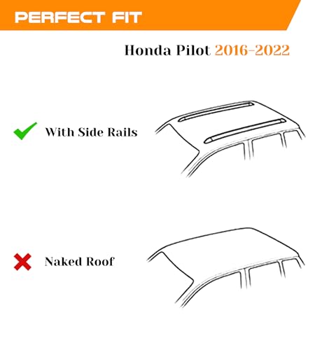 Image of Roof Rack Cross Bars Fit for 2016-2022 Honda Pilot with Side Rails, Easy Install & Disassemble 220 lbs Aluminum Crossbars Cargo Carrier, Rooftop Accessories for Bike Kayak Skis Luggage
