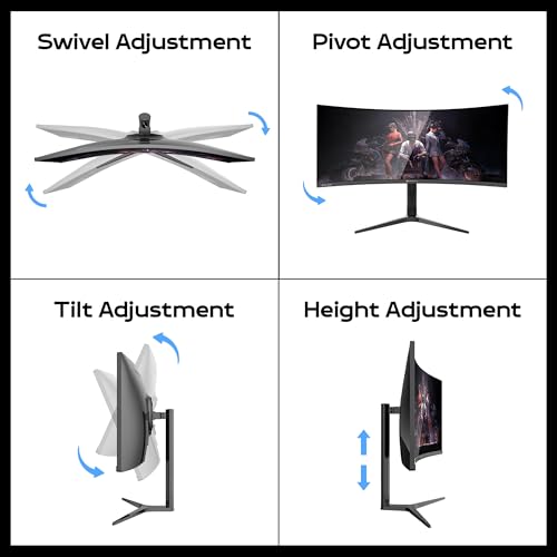 Image of Zebronics PA234 34 Inch 1500R Curved Ultrawide Gaming Monitor, UWQHD 3440x1440, 180Hz, 1ms MPRT, HDR10, Adaptive Sync, 100% sRGB, Height /Pivot /Swivel /Tilt Adjust, 2 x DP, 2 x HDMI Ports