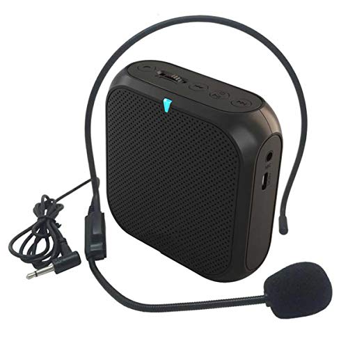 Riiai amplificador de voz con micrófono con cable, mini altavoz portátil megáfono con radio FM, juego de tarjetas TF para guías turísticos, entrenador, enseñanza, promotores y más