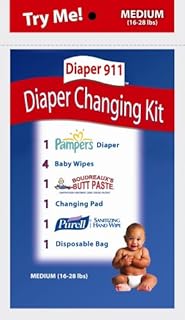 Diaper911 Diaper Changing Kit 6 Pack+Portable Diaper Bag (Medium) For Children 16-28 lbs.