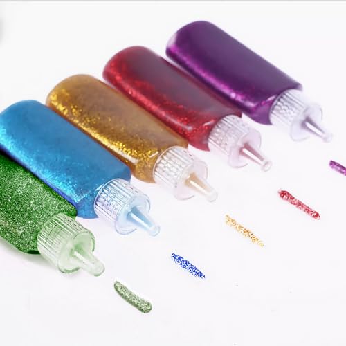 Mesen 6 Color Glitter Glue Set 20 Milliliter Bottles - Classic Colors -Non-Toxic Washable Glitter Glue Stick Set, DIY Arts & Crafts Glitter Pens, Glitter Glue Gel Pens for Art Projects