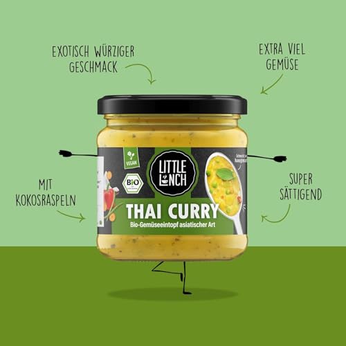 Little Lunch Bio Thai Curry | 100% Bio-Qualität | Vegan | Laktosefrei | Glutenfrei | Ohne zugesetzten Zucker | Keine künstlichen Zusätze | Keine Geschmacksverstärker | 6 x 350g
