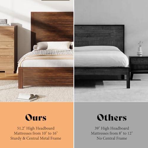Amerlife 1062050878N-HPT Queen Size 51.2 Inch Solid Wood Bed Frame thumb #3