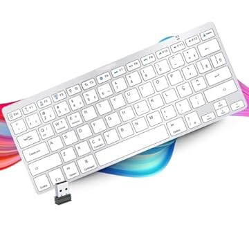 Teclado Sem fio Bluetooth e Receptor USB 2.4GHz ABNT2 Padrão Brasileiro Com tecla "Ç" Teclado para Tablet e Celular, Android e iOS, Teclado para Notebook