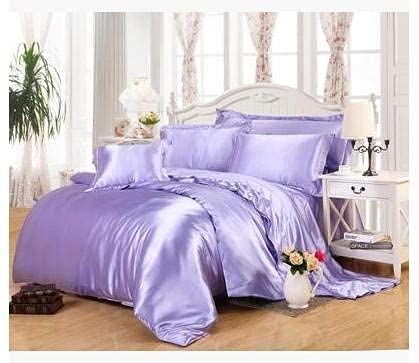 Opulence Bedding Silk Satin Sheets Set Silk Fitted Sheet 19 Inch Deep Pocket | 6 Pc Sheet Set | Silk Flat Sheet & Pillowcases Set. (Queen Size, Lilac)