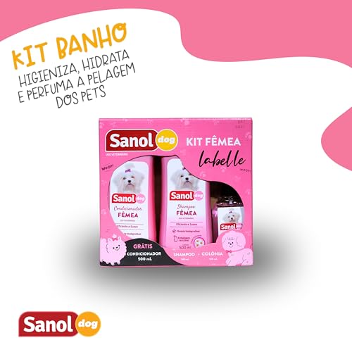 Sanol Dog, Kit de Banho Labelle para cães - Shampoo/Colônia/Ganhe 1 Condicionador