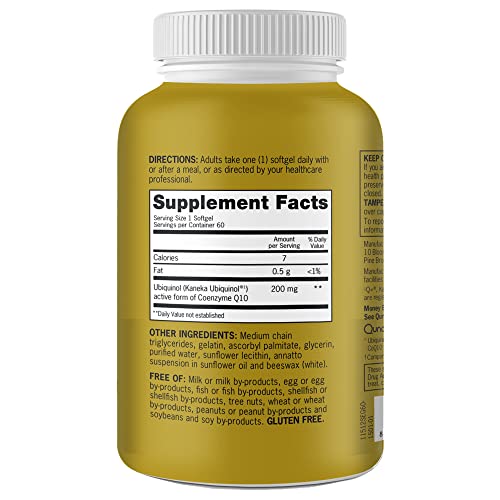 Qunol Ubiquinol Coq10 200Mg Softgels, Powerful Antioxidant For Heart And Vascular Health, Essential For Energy Production, Natural Supplement Active Form Of Coq10, 60Ct Softgels #TOP7