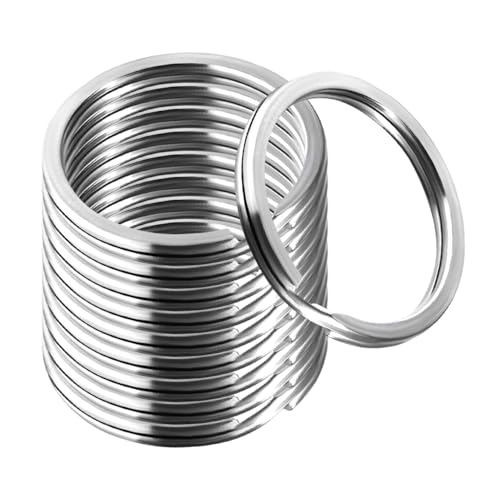 Metal Key Rings 10pcs, 1-Inch Stainless Steel Key Rings Flat