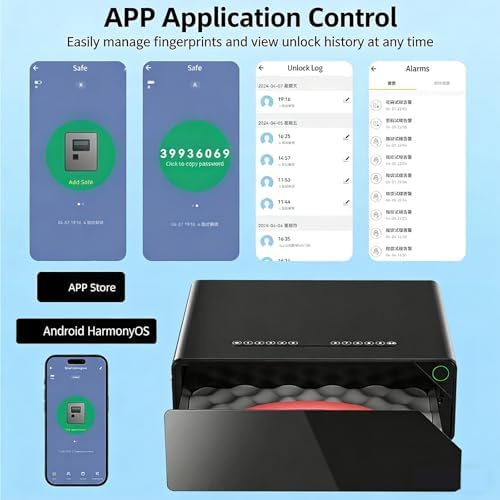 Coffre-fort pour empreintes digitales, rangement antivol pour objets de valeur, accès rapide pour documents et bijoux, clavier et clés