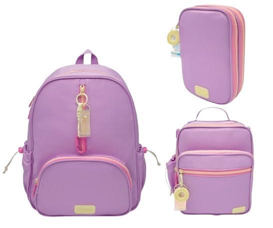 Puket - Kit Mochila de costas + Lancheira Térmica + Estojo Box Lilás Puket