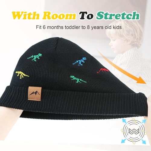 Image of XIAOHAWANG Knit Toddler Beanies Girls Boys Cute Kids Winter Hat Infant Dinosaur Baby Beanie Hats