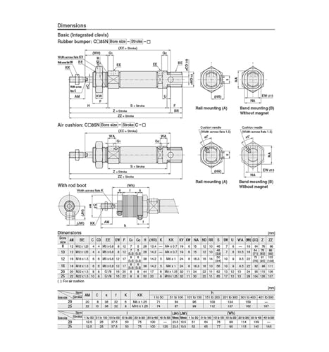 Vérin double effet CD85N tige simple à course de 225mm fluide - 4