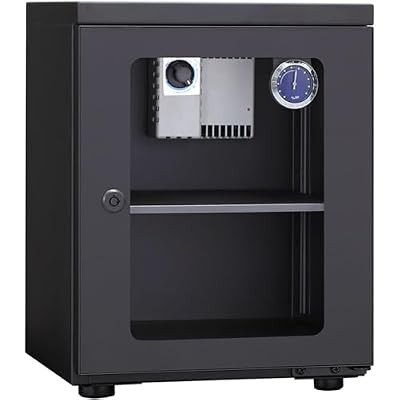 2 Layers Camera Dry Cabinet, 23L Electronic Moisture-proof Box, Noiseless and Energy Saving, Digital Control Camera Lens Dehumidifier for Photography Equipment, Adjustable Shelf (Black)