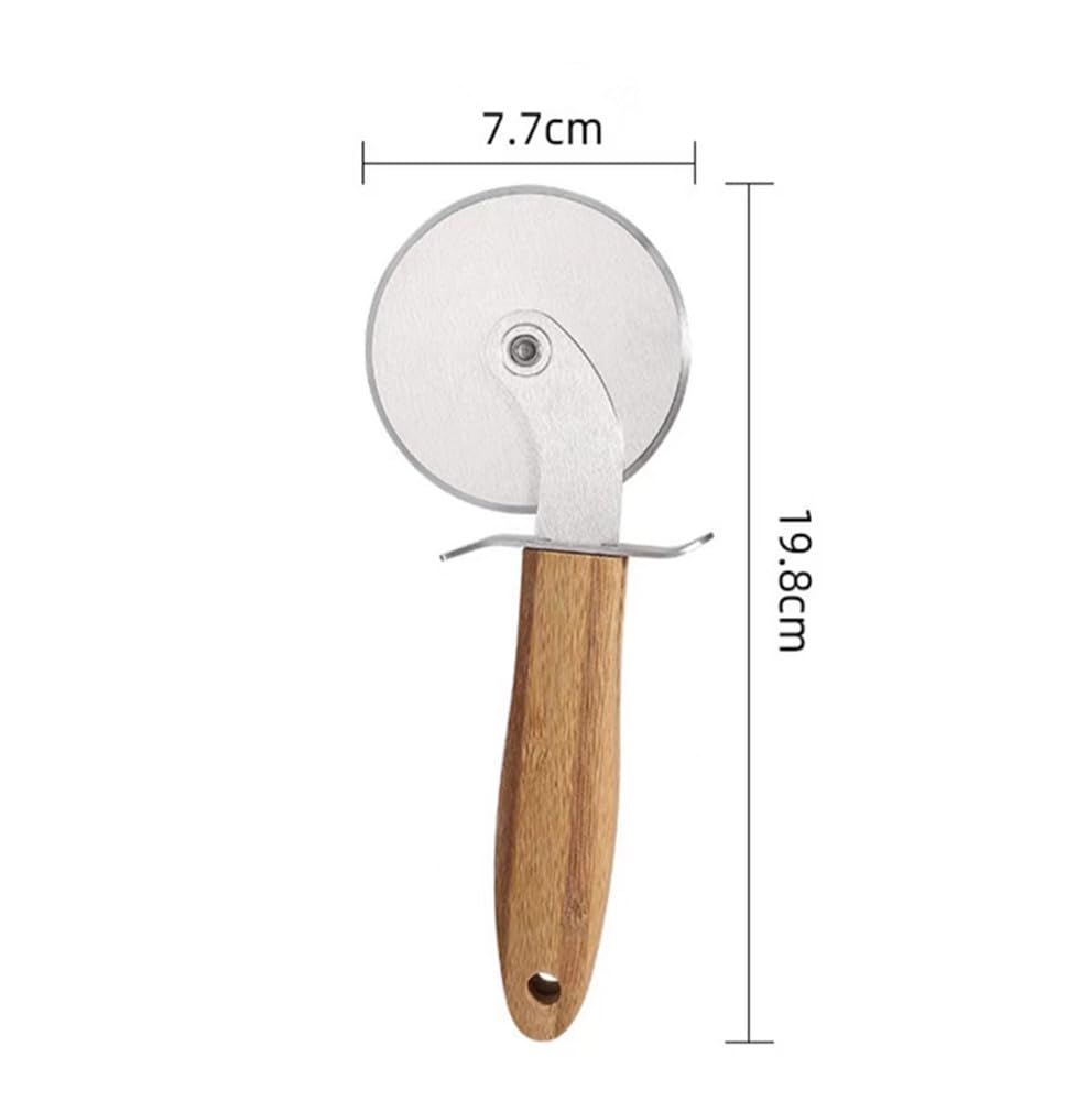 Kitchen Pizza Wheel with Sharp Blade And Beech Wood Handle For Cutting Pizza,Crusts,Pies and More,Built In Finger Guard for Safety and Comfort Grip to Protect Fingers