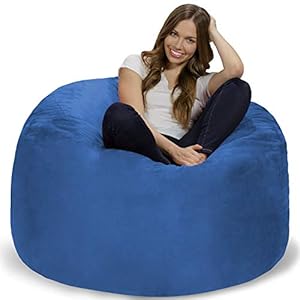 Chill Sack Sedia del Sacchetto di Fagiolo: Gigante 4′ Memoria Schiuma mobili di Bean Bag – Grande Divano con Copertina Morbida in Microfibra – Blu Reale