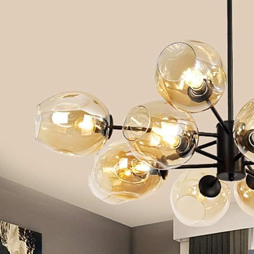 Lustre globe en verre E27 et plafonnier en fer forgé doré