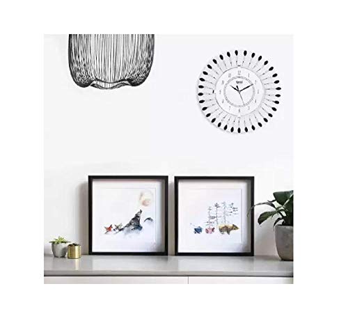 Image of Ajanta Analog Handpainted Plastic Wall Clock (White, 30 cm X 30 cm)