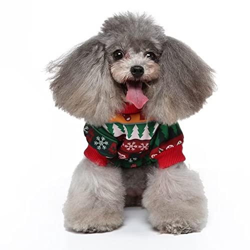 Classic Green Christmas Snow Sweater For Small Dogs Cats Winter Warm Sweater School Style Shirt Outfits Clothes Xs #TOP4