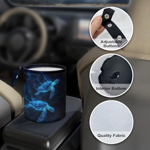 Image of Sea Turtle Print Car Trash Can, Cute Car Trash Bag, Hanging Organizer and Storage Bag, Universal Fit for Front Seat, Back Seat, Floor, Headrest